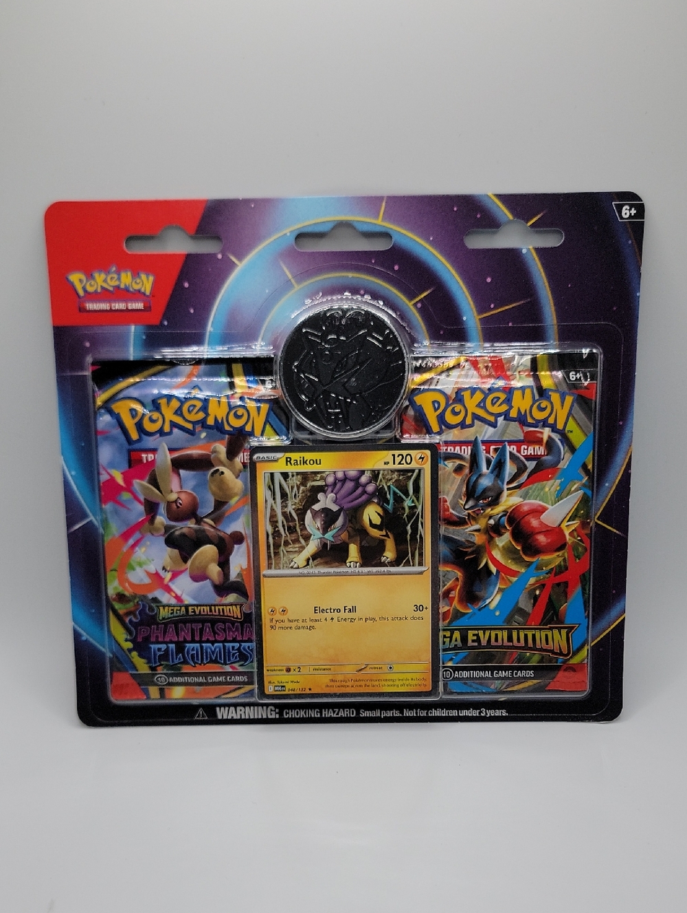 Pokemon Raikou Booster Pack Set with Silver Coin - Yellow & Black Artwork